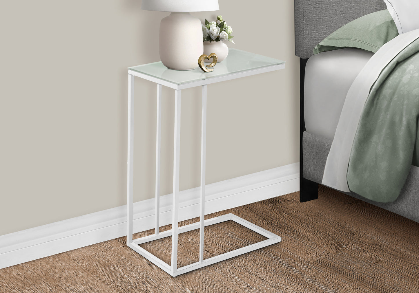 White Metal Accent Table - Contemporary Design
