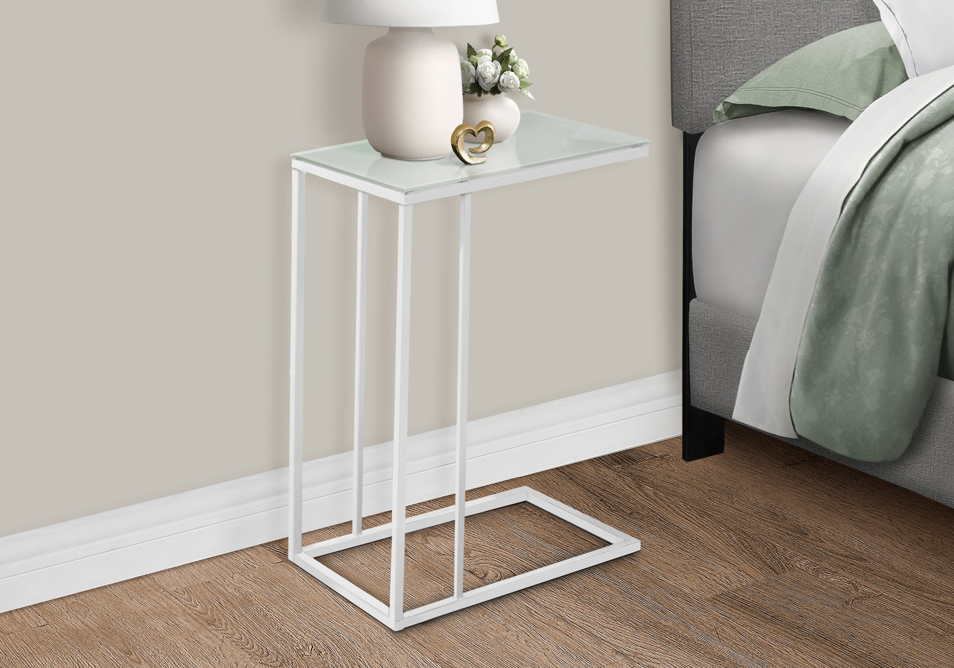White Metal Accent Table - Contemporary Design