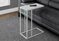 Accent Table, C-shaped, End, Side, Snack, Living Room, Bedroom, Tempered Glass, White Metal, Contemporary, Modern