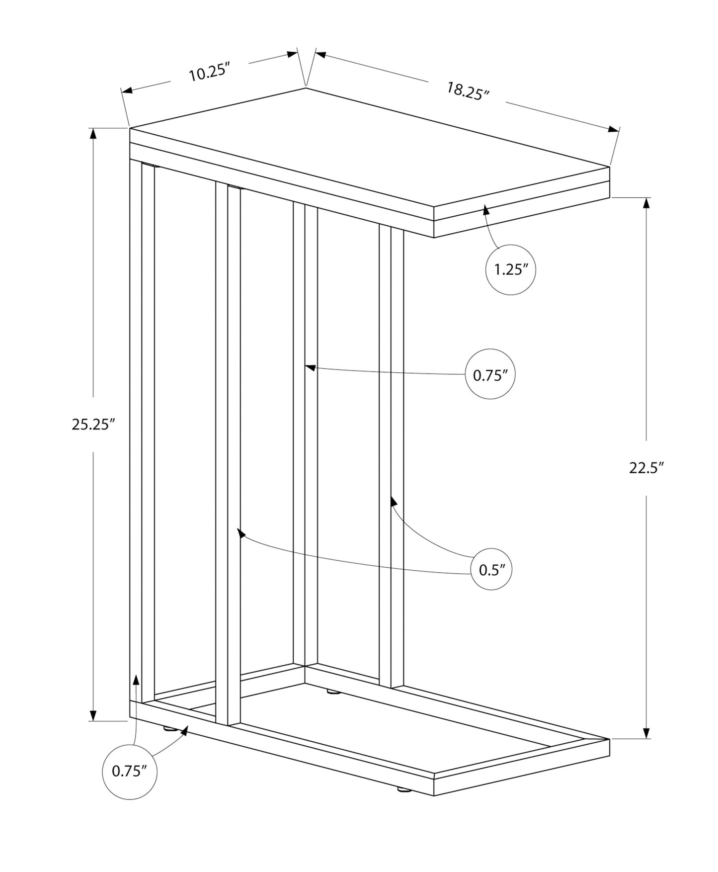 Espresso C-Shaped End Table - Bedroom Side Table