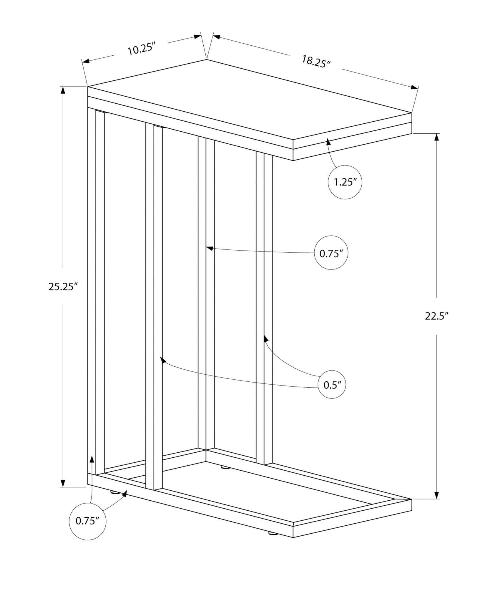 Espresso C-Shaped End Table - Bedroom Side Table