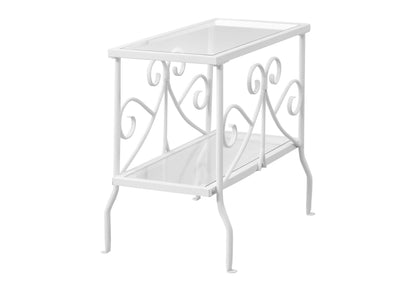 White Metal Accent Table - 24 Inch End Table