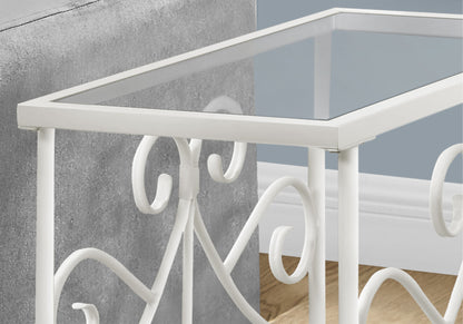 White Metal Accent Table - 24 Inch End Table