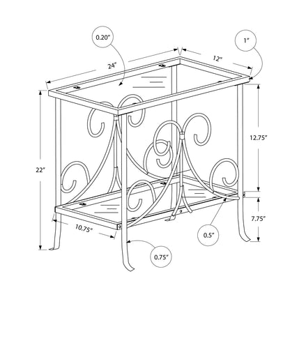 White Metal Accent Table - 24 Inch End Table
