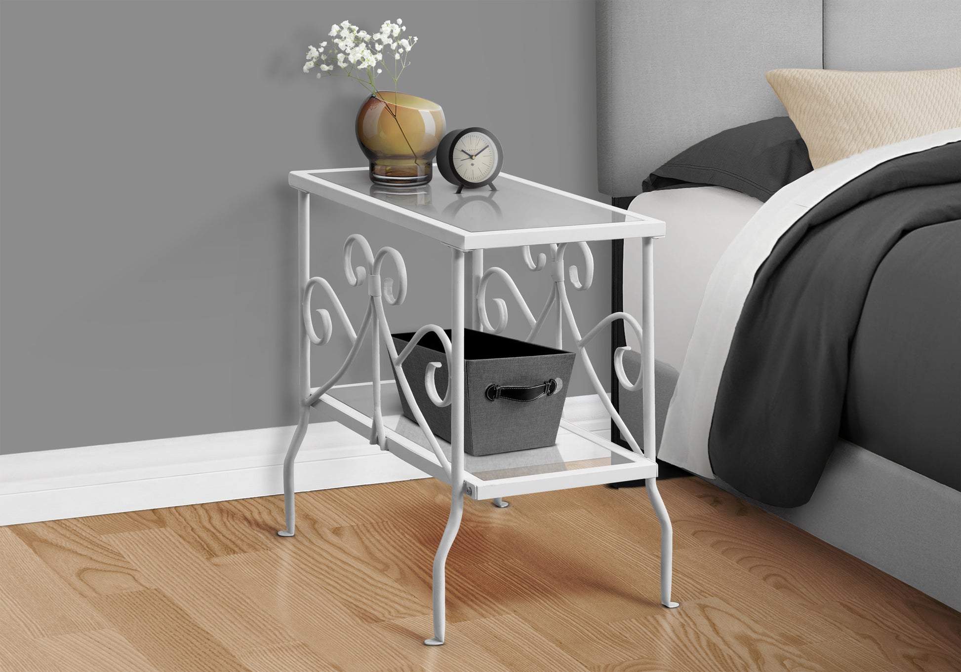 White Metal Accent Table - 24 Inch End Table