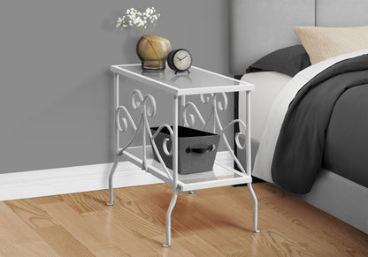 White Metal Accent Table - 24 Inch End Table
