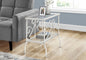 Accent Table, Side, End, Nightstand, Lamp, Living Room, Bedroom, Clear Tempered Glass, White Metal, Traditional