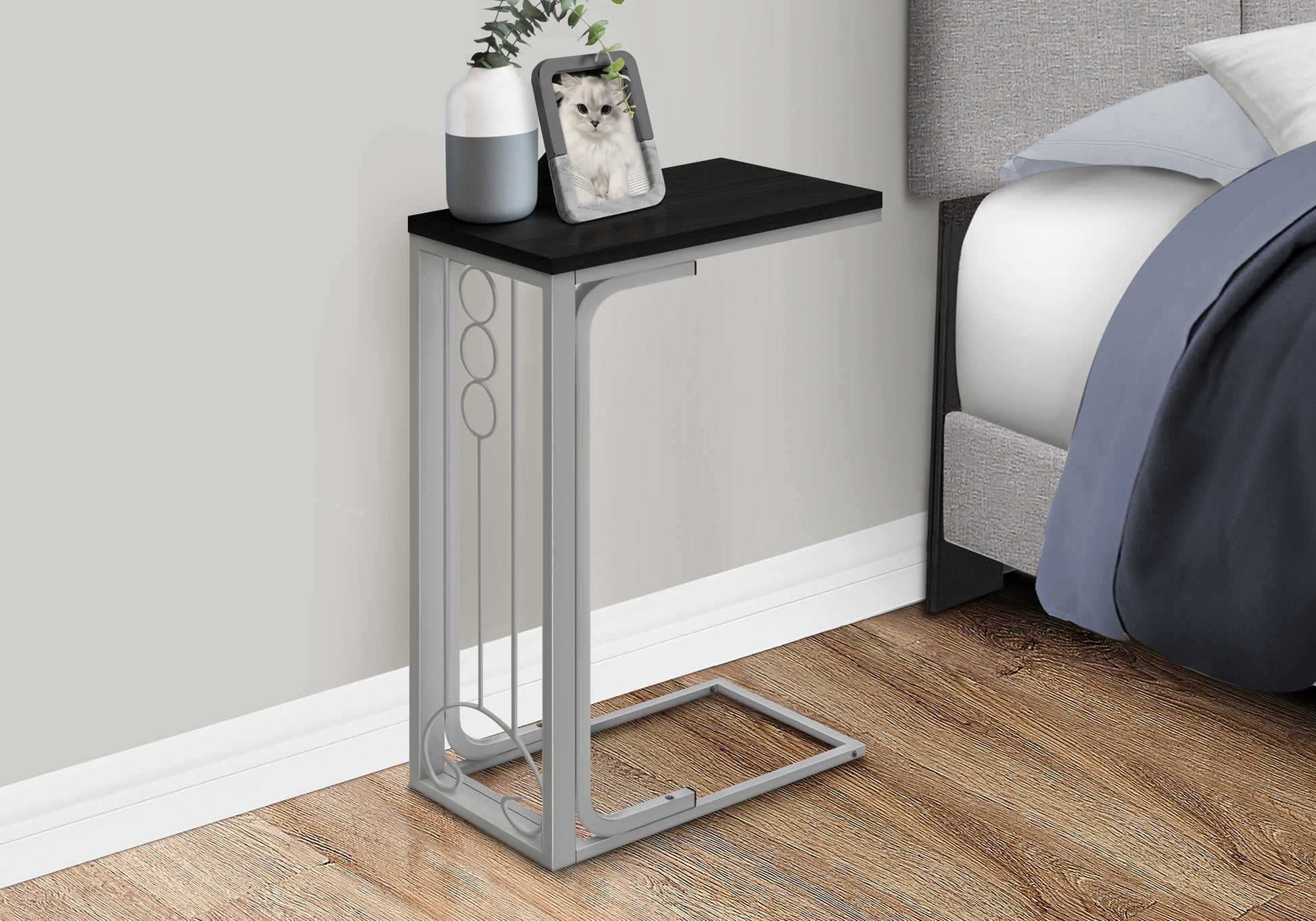 Small Black Accent Table - MDF & Metal