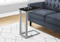 Accent Table, C-shaped, End, Side, Snack, Living Room, Bedroom, Black Laminate, Grey Metal, Transitional