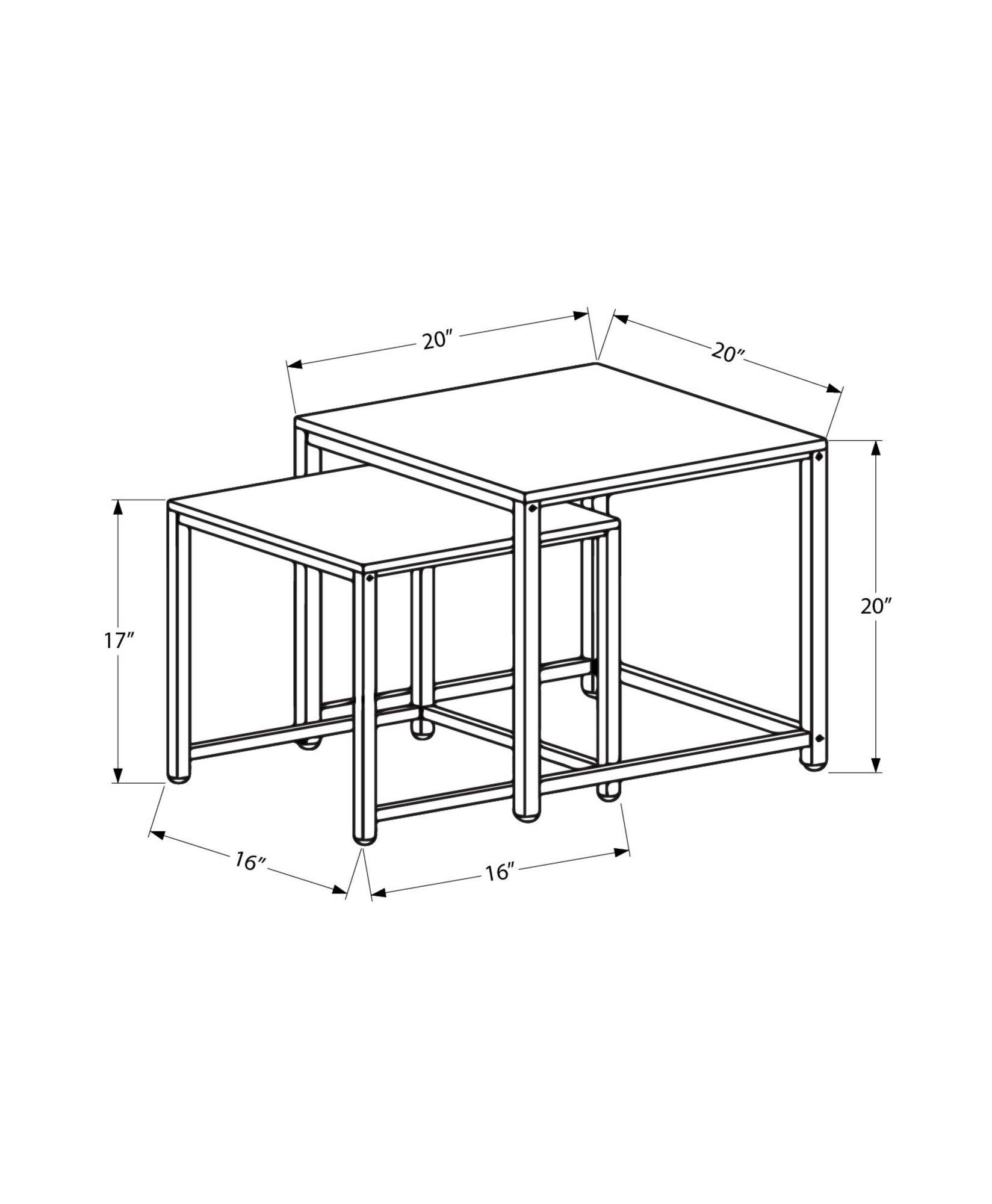 Nesting Tables Set of 2, Brown Metal Tile Accent Table for Living Room