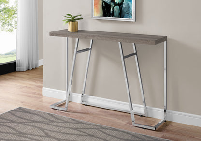 Taupe Particle Board Console Table with Chrome Legs for Entryway for Living Room