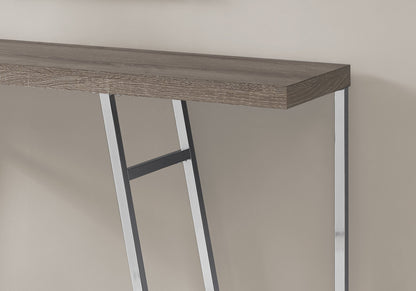 Taupe Particle Board Console Table with Chrome Legs for Entryway for Living Room