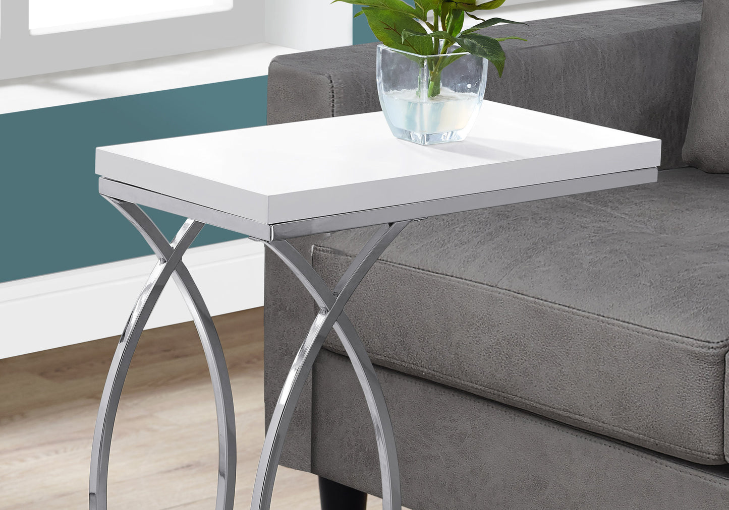 White MDF Accent Table - 10.25 x 18.25 x 25", Living Room End Table