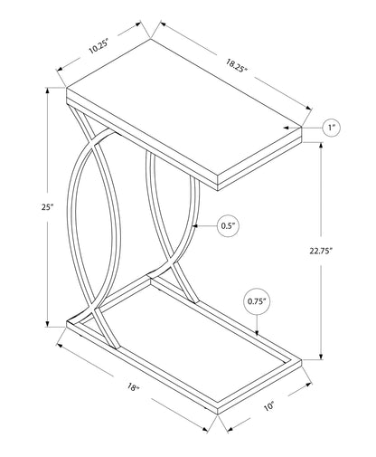 White MDF Accent Table - 10.25 x 18.25 x 25", Living Room End Table