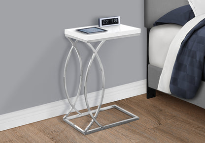 White MDF Accent Table - 10.25 x 18.25 x 25", Living Room End Table