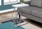 Accent Table, C-shaped, End, Side, Snack, Living Room, Bedroom, Glossy White Laminate, Chrome Metal, Contemporary, Modern