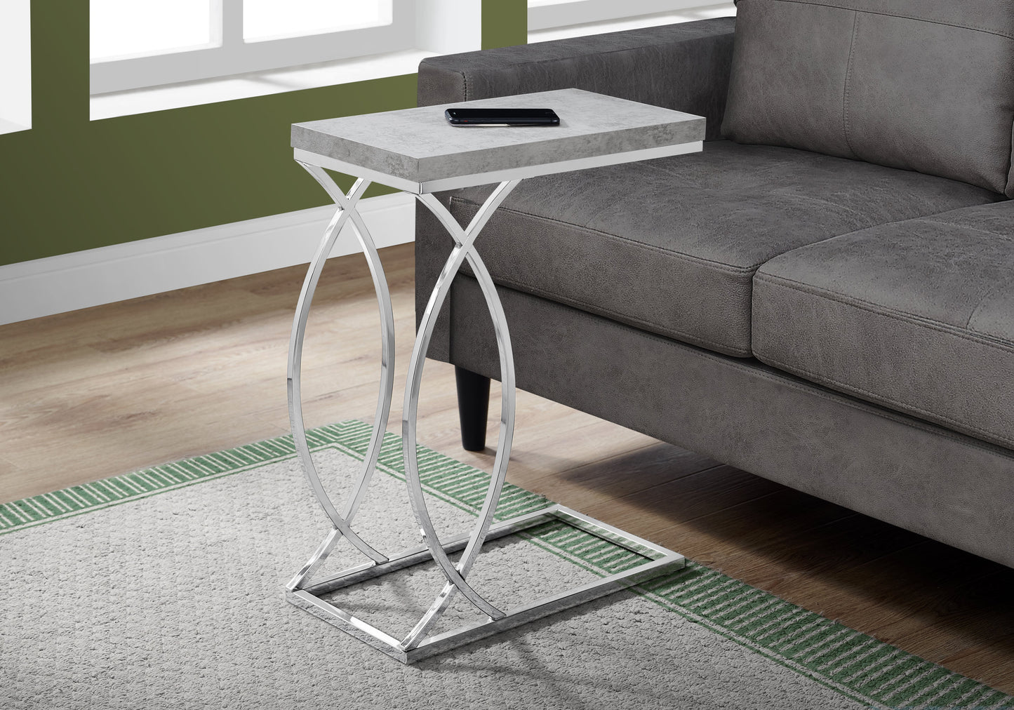 Grey MDF Accent Table - Modern End Table for Living Room