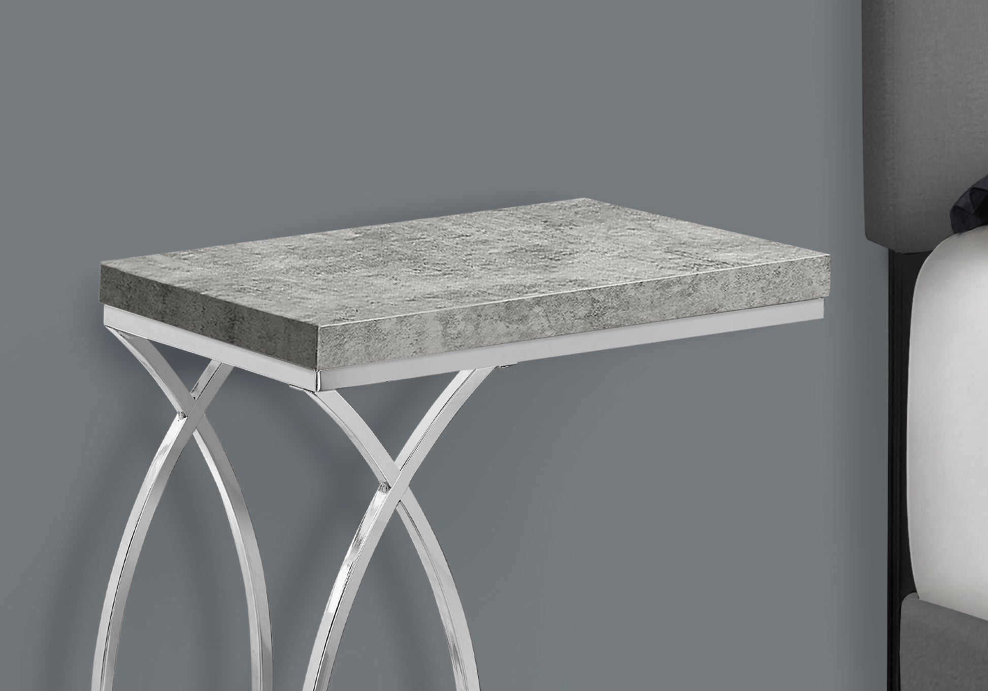 Grey MDF Accent Table - Modern End Table for Living Room