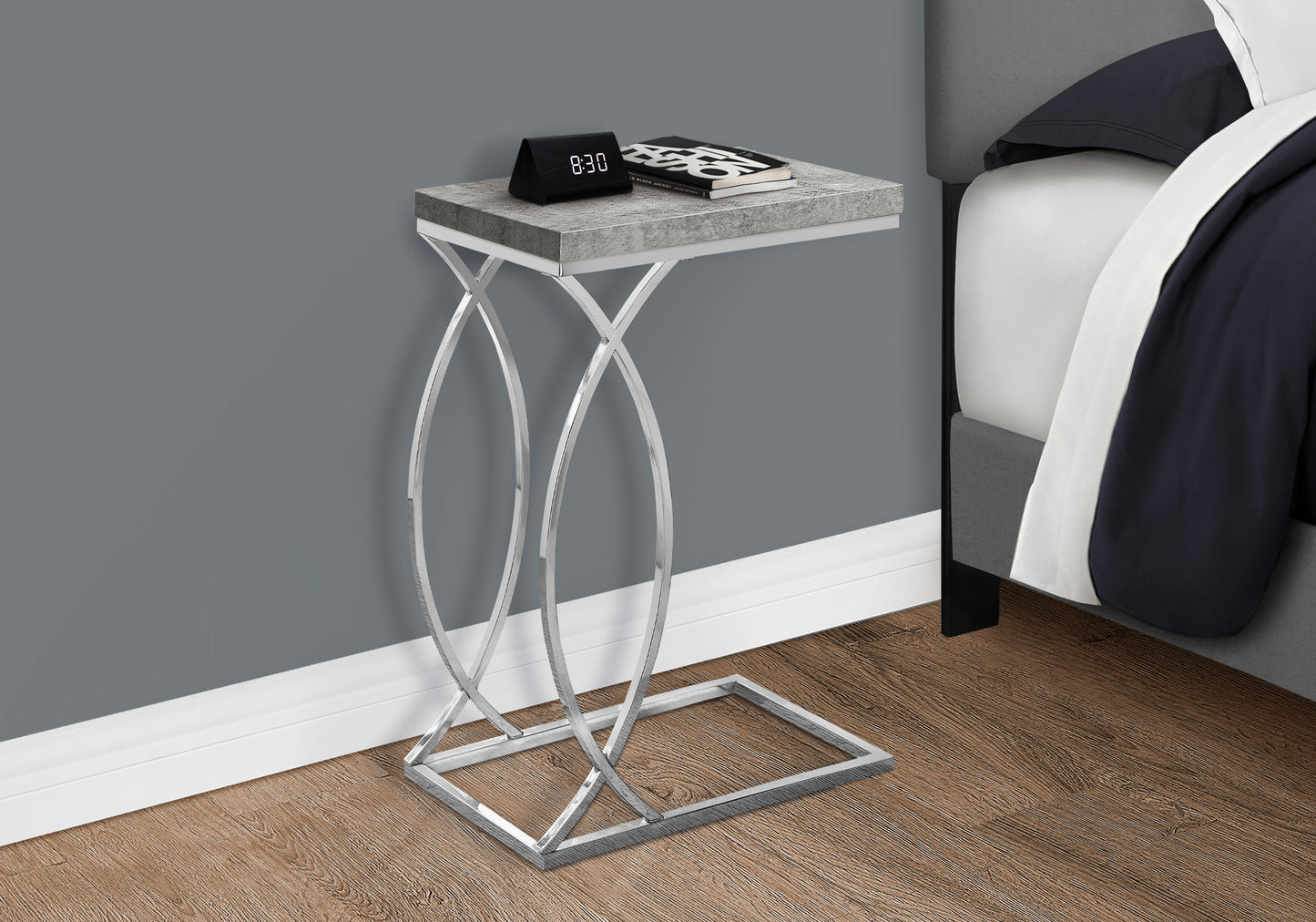 Grey MDF Accent Table - Modern End Table for Living Room