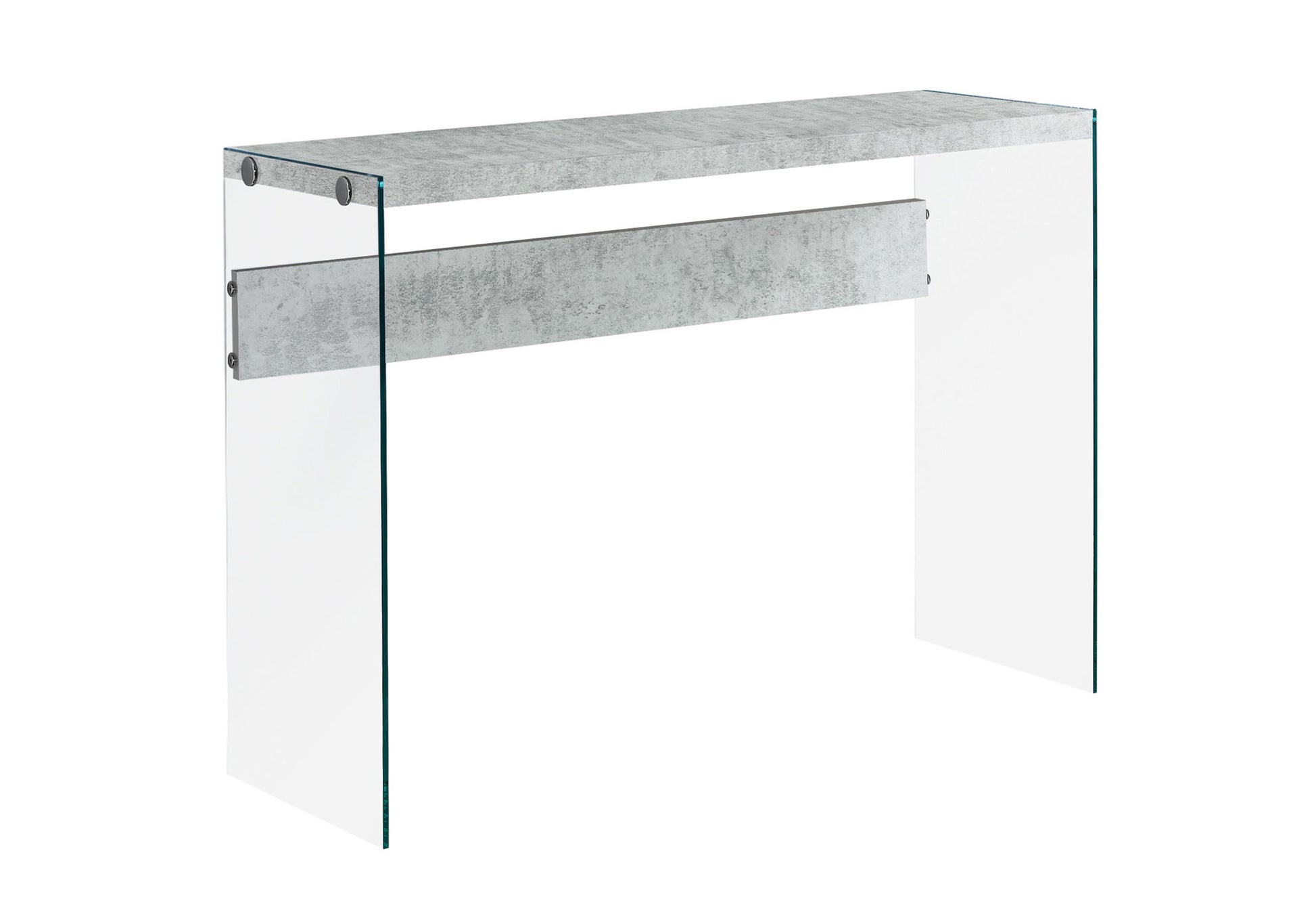 Accent Table, Console, Entryway, Narrow, Sofa, Living Room, Bedroom, Grey Laminate, Clear Tempered Glass, Contemporary, Modern