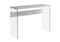 Accent Table, Console, Entryway, Narrow, Sofa, Living Room, Bedroom, Grey Laminate, Clear Tempered Glass, Contemporary, Modern