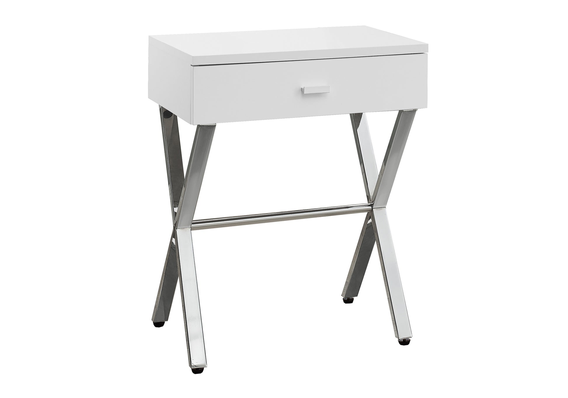18 Inch White Side Table with Storage Drawer