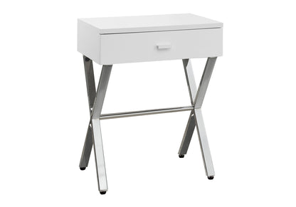18 Inch White Side Table with Storage Drawer
