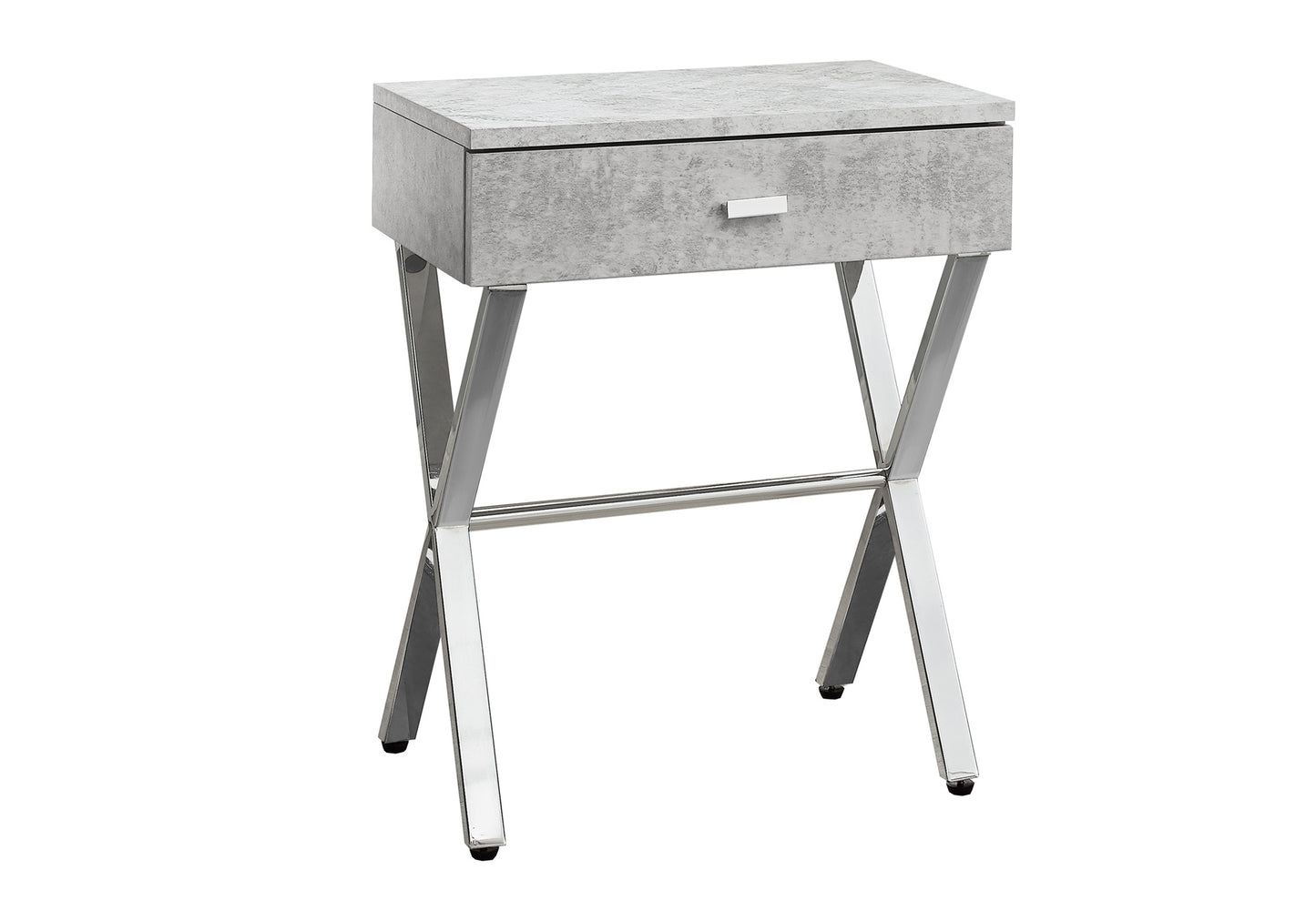 18 Inch Grey Side Table with Chrome Metal Base