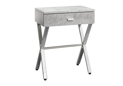 18 Inch Grey Side Table with Chrome Metal Base