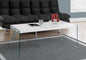 Coffee Table, Accent, Cocktail, Rectangular, Living Room, 44"l, Glossy White Laminate, Clear Tempered Glass, Contemporary, Modern