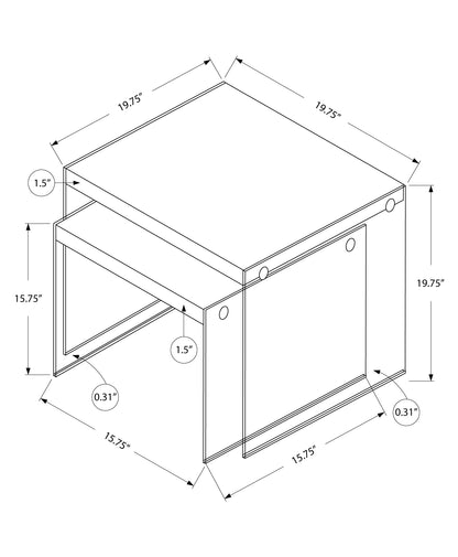 White Nesting Tables Set of 2 - MDF & Glass for Living Room