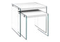 Nesting Table, Set Of 2, Side, End, Accent, Living Room, Bedroom, Glossy White Laminate, Clear Tempered Glass, Contemporary, Modern
