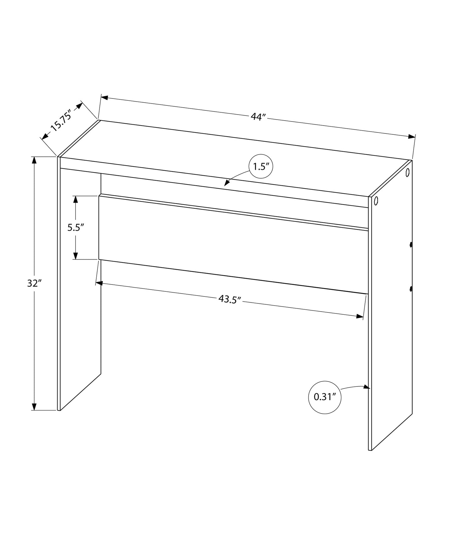 44" White Glass Console Table - Modern Accent Table