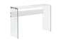 Accent Table, Console, Entryway, Narrow, Sofa, Living Room, Bedroom, Glossy White Laminate, Clear Tempered Glass, Contemporary, Modern