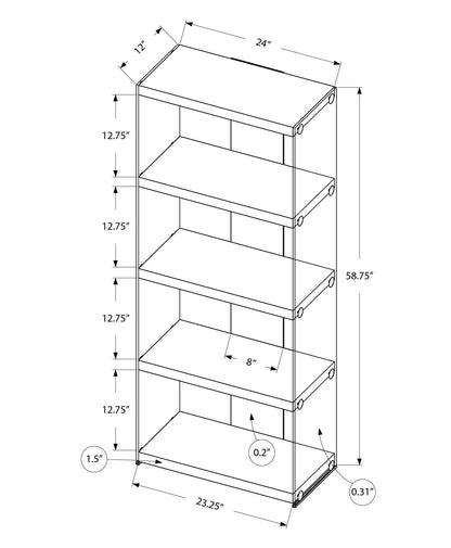 5-Tier White Bookshelf - Display & Storage