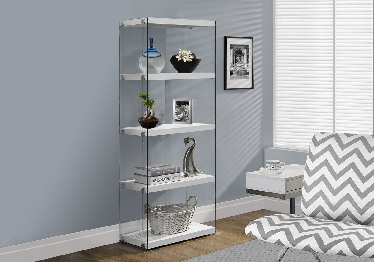 5-Tier White Bookshelf - Display & Storage