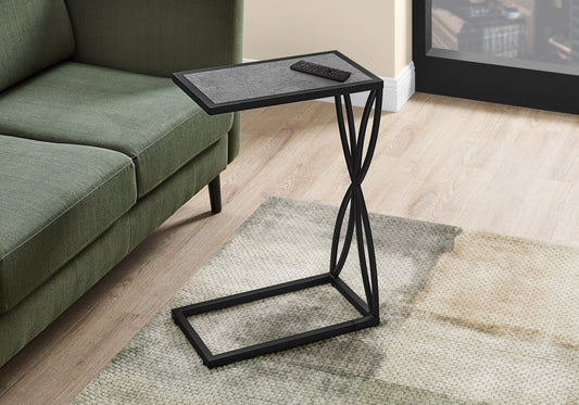 Grey Metal C-Shaped Accent Table - Living Room Side Table