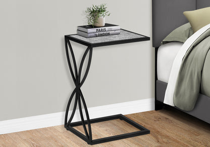 Grey Metal C-Shaped Accent Table - Living Room Side Table