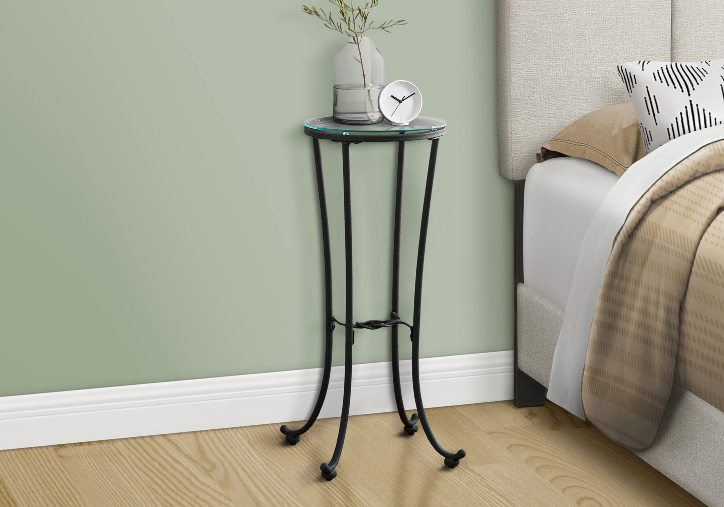 Black Hammered Metal Accent Table - 28.5" Height for Living Room
