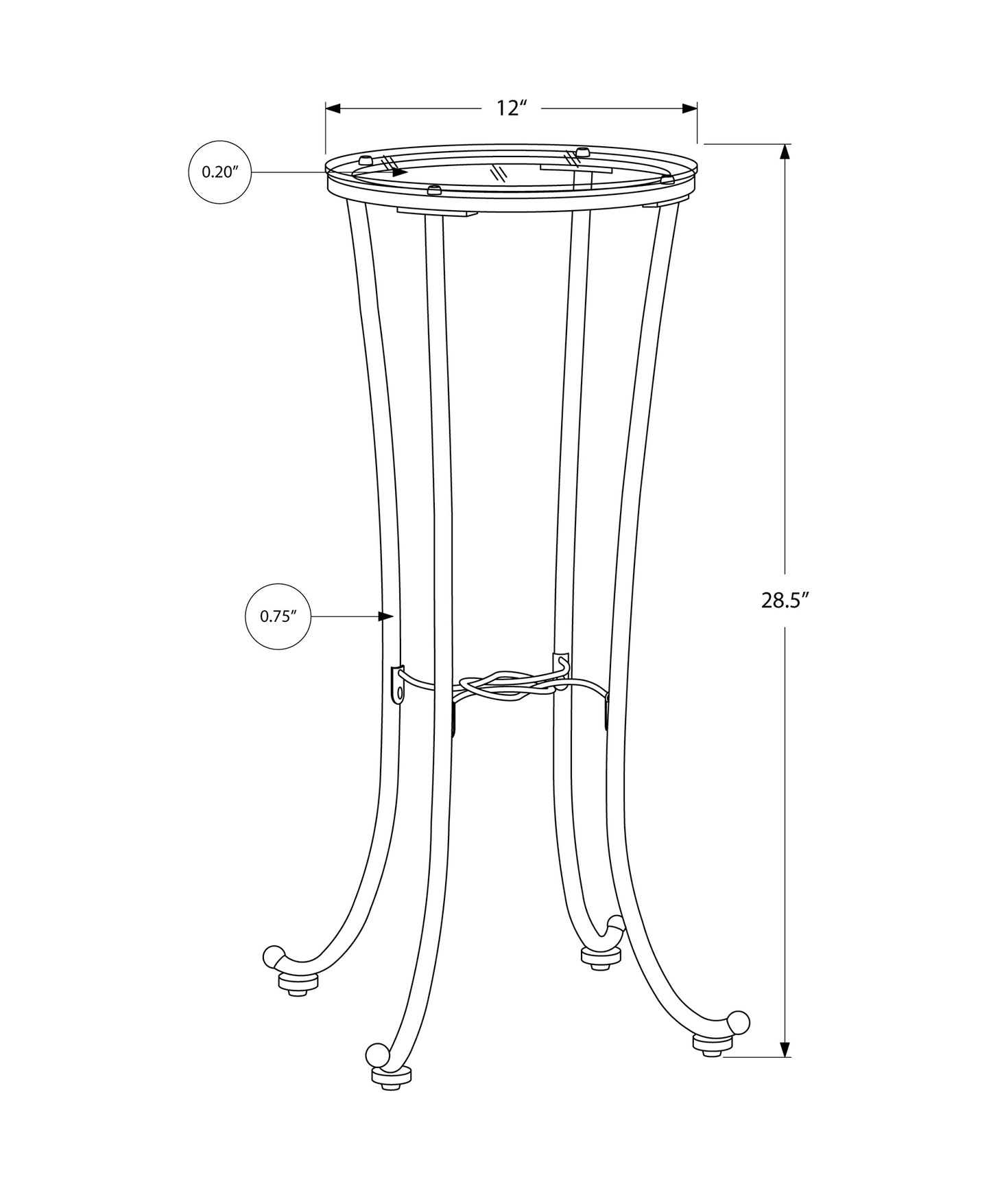 Black Hammered Metal Accent Table - 28.5" Height for Living Room
