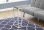 Accent Table, C-shaped, End, Side, Snack, Living Room, Bedroom, Grey Laminate, Chrome Metal, Contemporary, Modern