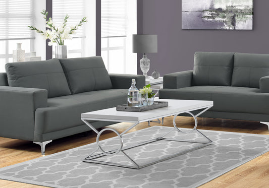 44" White Metal Coffee Table - Modern Living Room Table