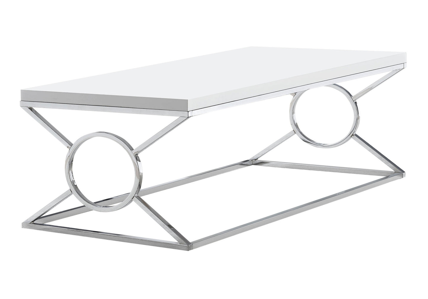 44" White Metal Coffee Table - Modern Living Room Table