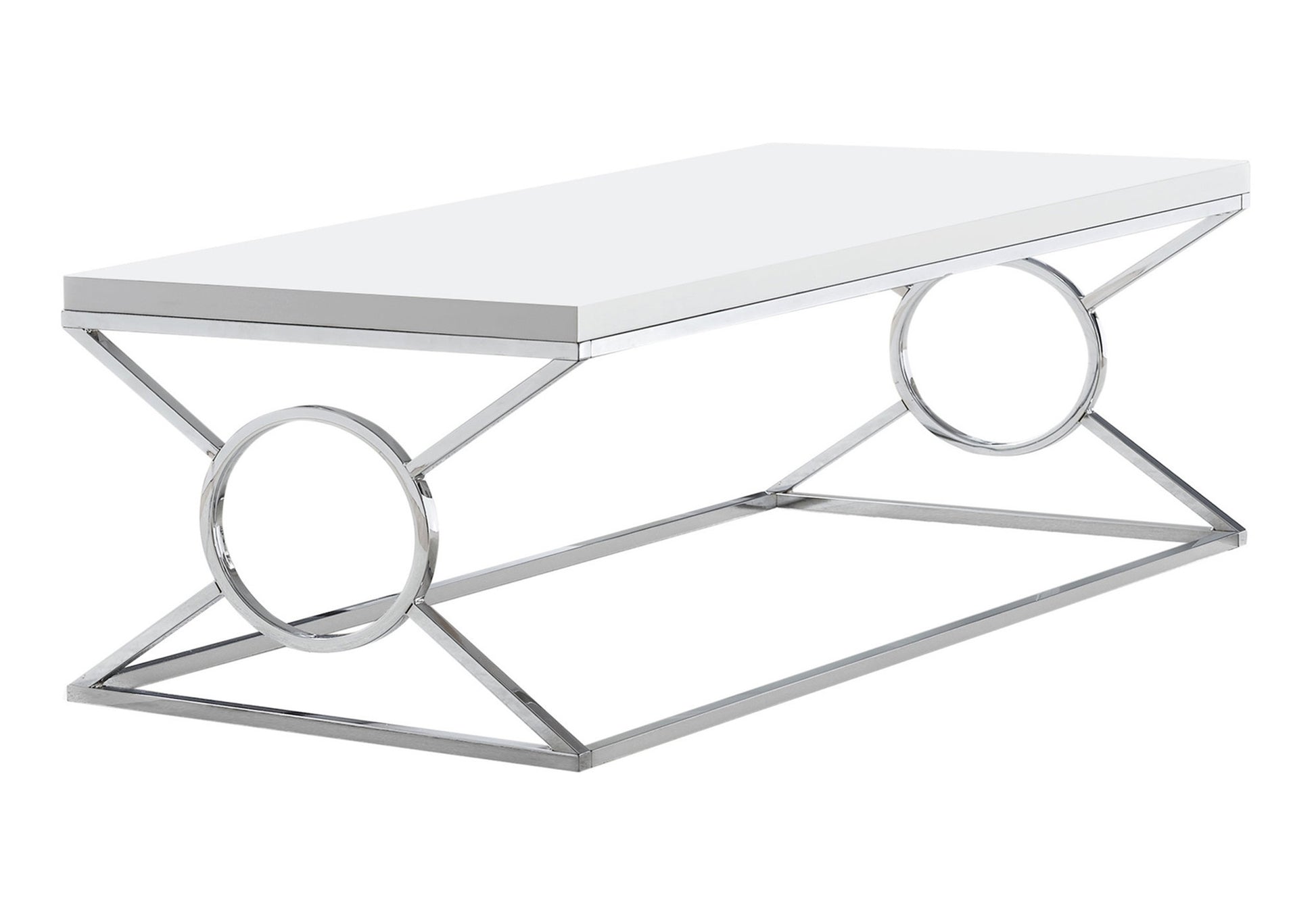 44" White Metal Coffee Table - Modern Living Room Table