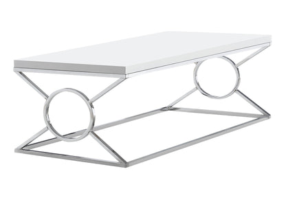 44" White Metal Coffee Table - Modern Living Room Table