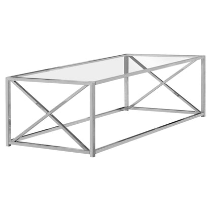 44" Chrome Metal Accent Coffee Table - Clear Glass Top