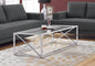 Coffee Table, Accent, Cocktail, Rectangular, Living Room, 44"l, Clear Tempered Glass, Chrome Metal, Contemporary, Modern