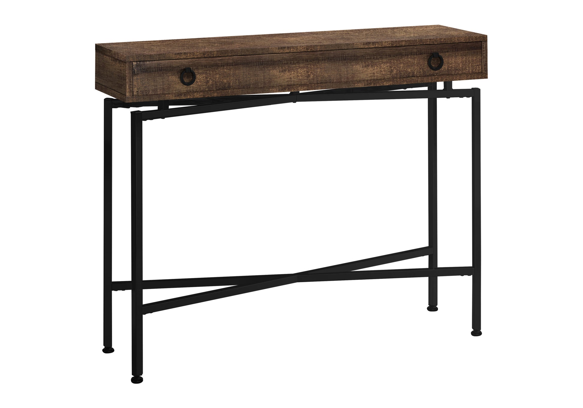 Accent Table, Console, Entryway, Narrow, Sofa, Storage Drawer, Living Room, Bedroom, Brown Laminate, Black Metal, Contemporary, Modern