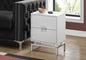 Accent Table, Side, End, Nightstand, Lamp, Storage Drawer, Living Room, Bedroom, Glossy White Laminate, Chrome Metal, Contemporary, Modern