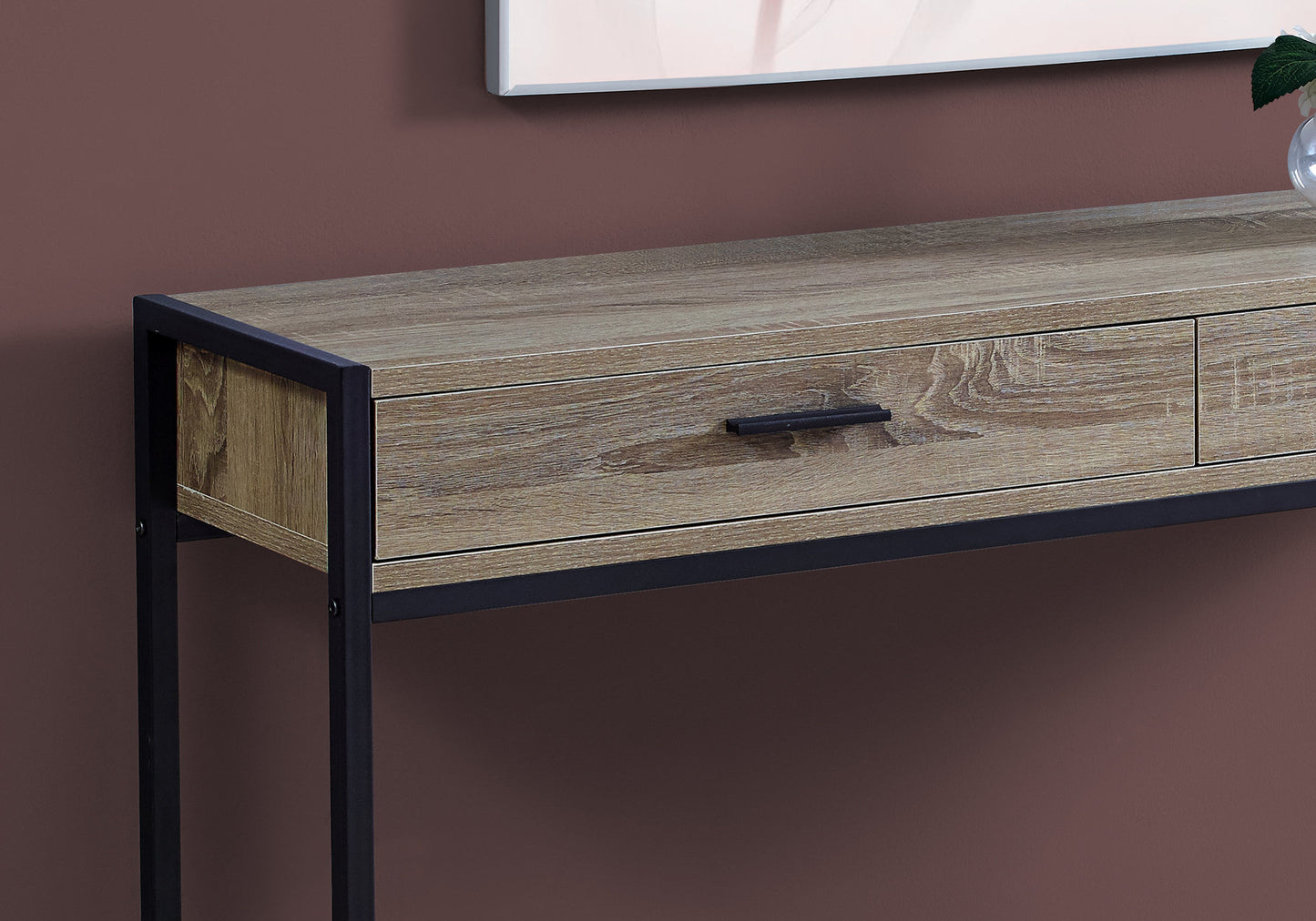 Taupe MDF Console Table with Storage Drawers for Entryway for Living Room